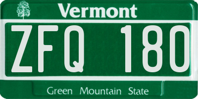 VT license plate ZFQ180