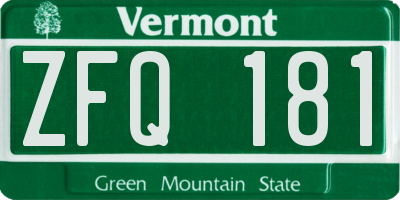 VT license plate ZFQ181