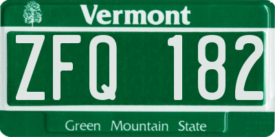 VT license plate ZFQ182