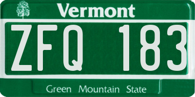 VT license plate ZFQ183