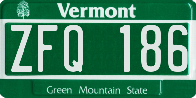 VT license plate ZFQ186