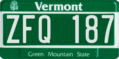 VT license plate ZFQ187