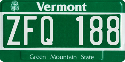 VT license plate ZFQ188