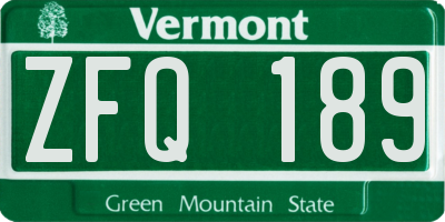 VT license plate ZFQ189