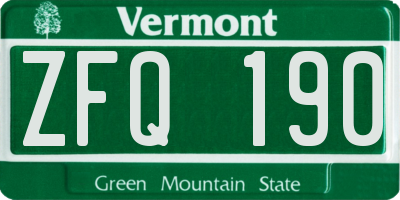 VT license plate ZFQ190