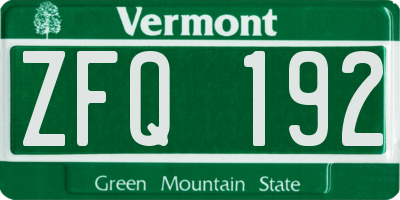 VT license plate ZFQ192