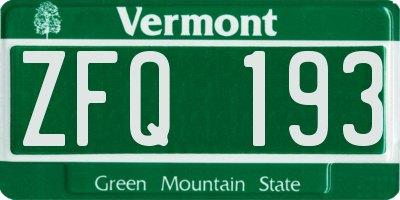 VT license plate ZFQ193