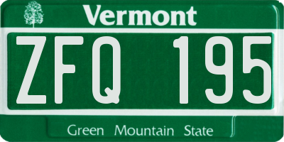 VT license plate ZFQ195