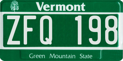 VT license plate ZFQ198