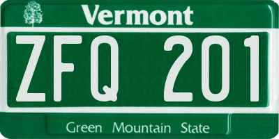 VT license plate ZFQ201