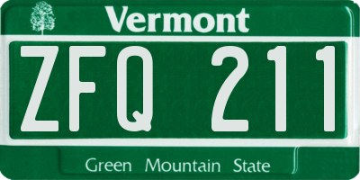 VT license plate ZFQ211