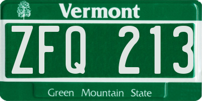 VT license plate ZFQ213