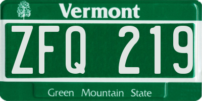 VT license plate ZFQ219