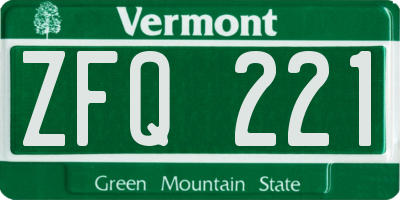 VT license plate ZFQ221