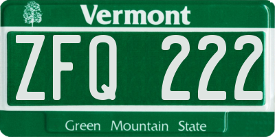 VT license plate ZFQ222