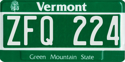 VT license plate ZFQ224