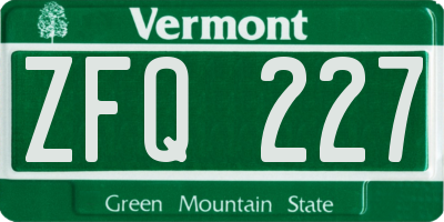 VT license plate ZFQ227