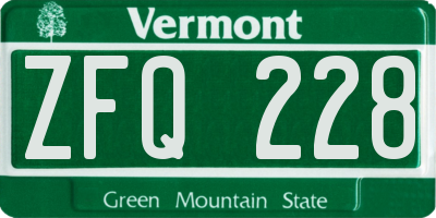 VT license plate ZFQ228