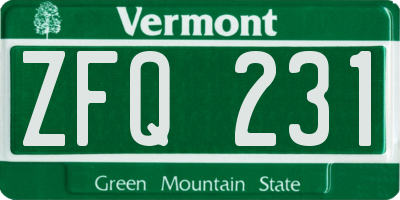 VT license plate ZFQ231