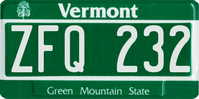 VT license plate ZFQ232