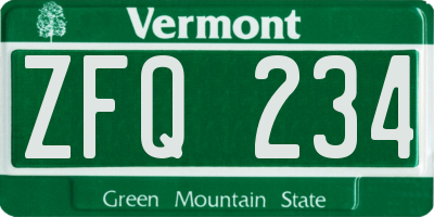 VT license plate ZFQ234