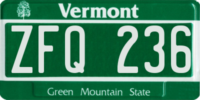 VT license plate ZFQ236