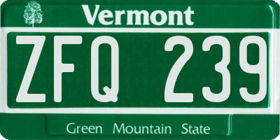 VT license plate ZFQ239