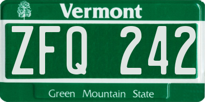 VT license plate ZFQ242