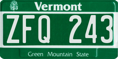 VT license plate ZFQ243