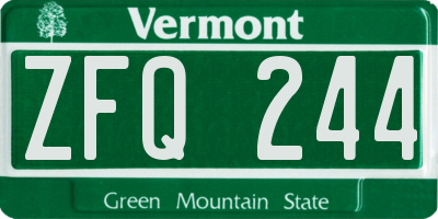 VT license plate ZFQ244