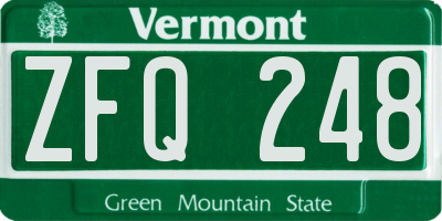 VT license plate ZFQ248