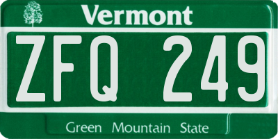 VT license plate ZFQ249