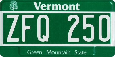 VT license plate ZFQ250
