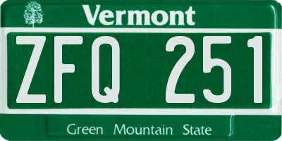 VT license plate ZFQ251