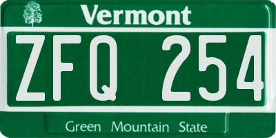 VT license plate ZFQ254