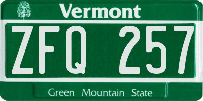 VT license plate ZFQ257