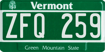 VT license plate ZFQ259