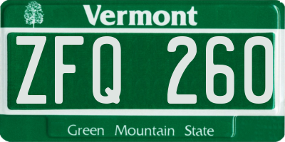 VT license plate ZFQ260