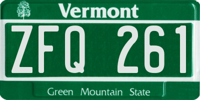 VT license plate ZFQ261