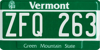 VT license plate ZFQ263