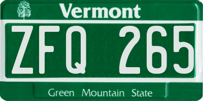 VT license plate ZFQ265