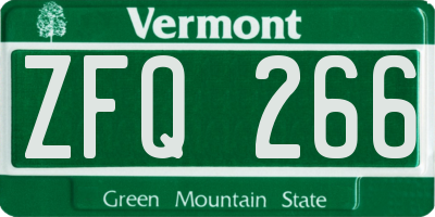 VT license plate ZFQ266