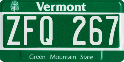 VT license plate ZFQ267