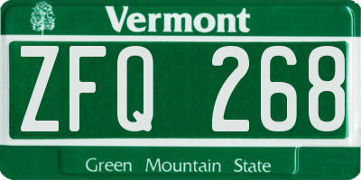 VT license plate ZFQ268