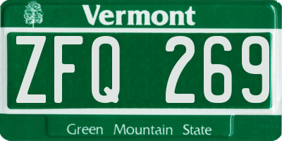 VT license plate ZFQ269