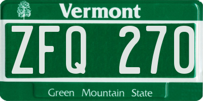 VT license plate ZFQ270