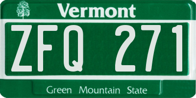 VT license plate ZFQ271