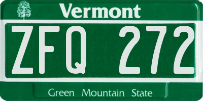 VT license plate ZFQ272