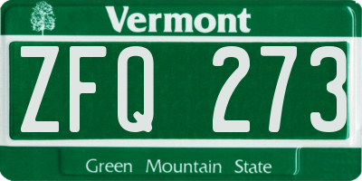 VT license plate ZFQ273
