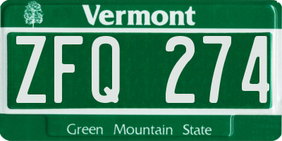 VT license plate ZFQ274